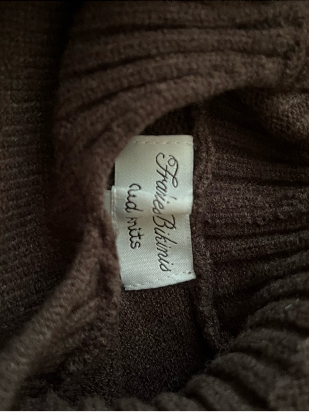 Frankie's Bikinis Brown Ribbed Crewneck Sweater